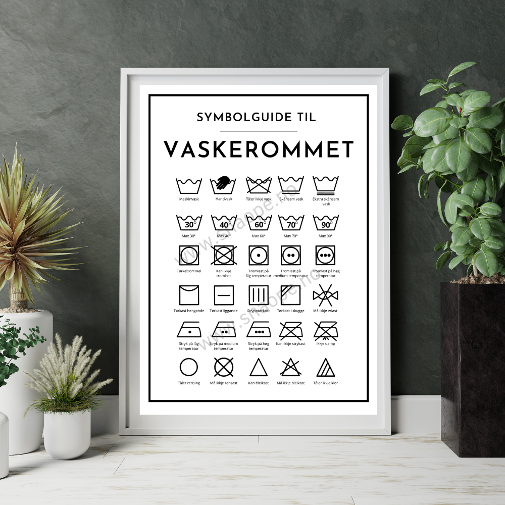 Guide til vaskerommet poster (kvit)