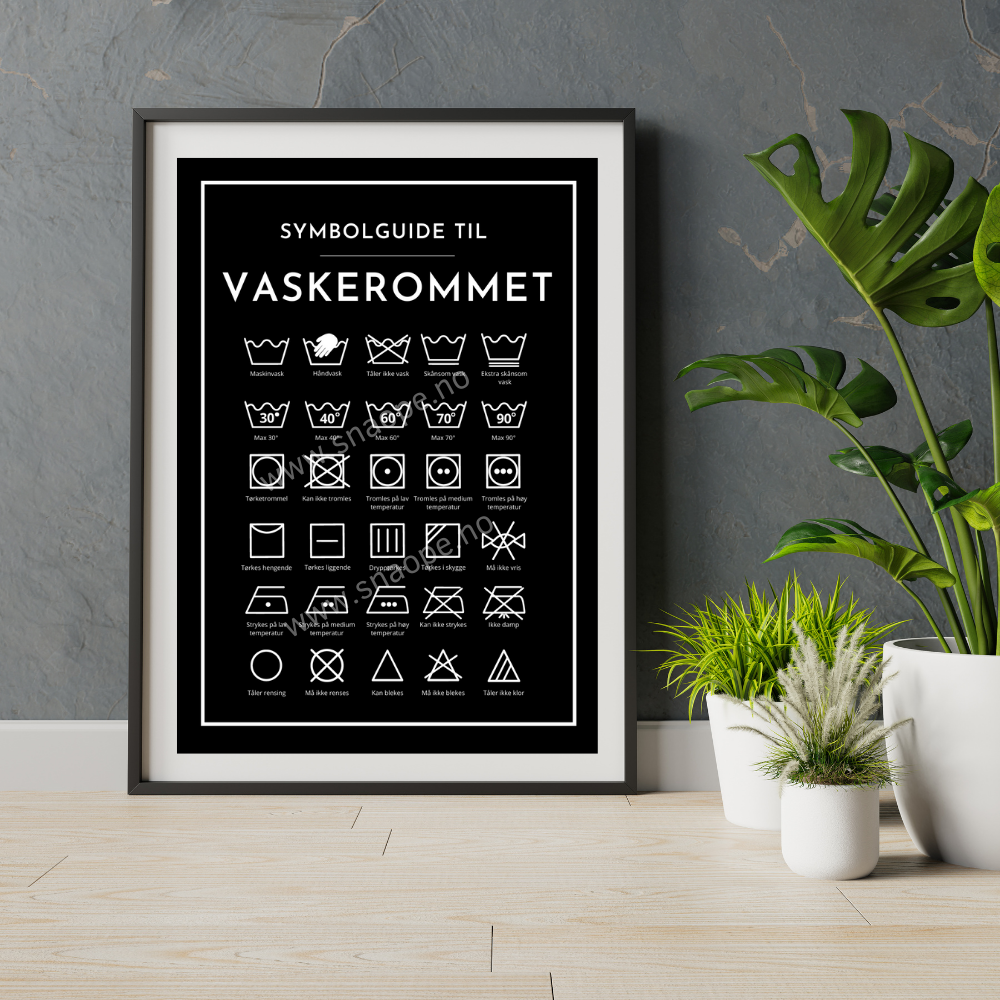 Guide til vaskerommet poster (svart)