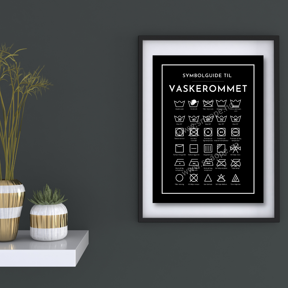 Guide til vaskerommet poster (svart)