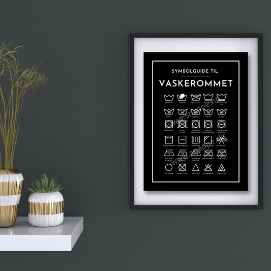 Guide til vaskerommet poster (svart)