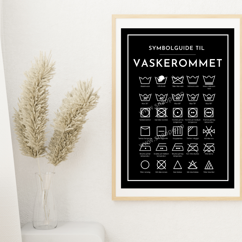 Guide til vaskerommet poster (svart)