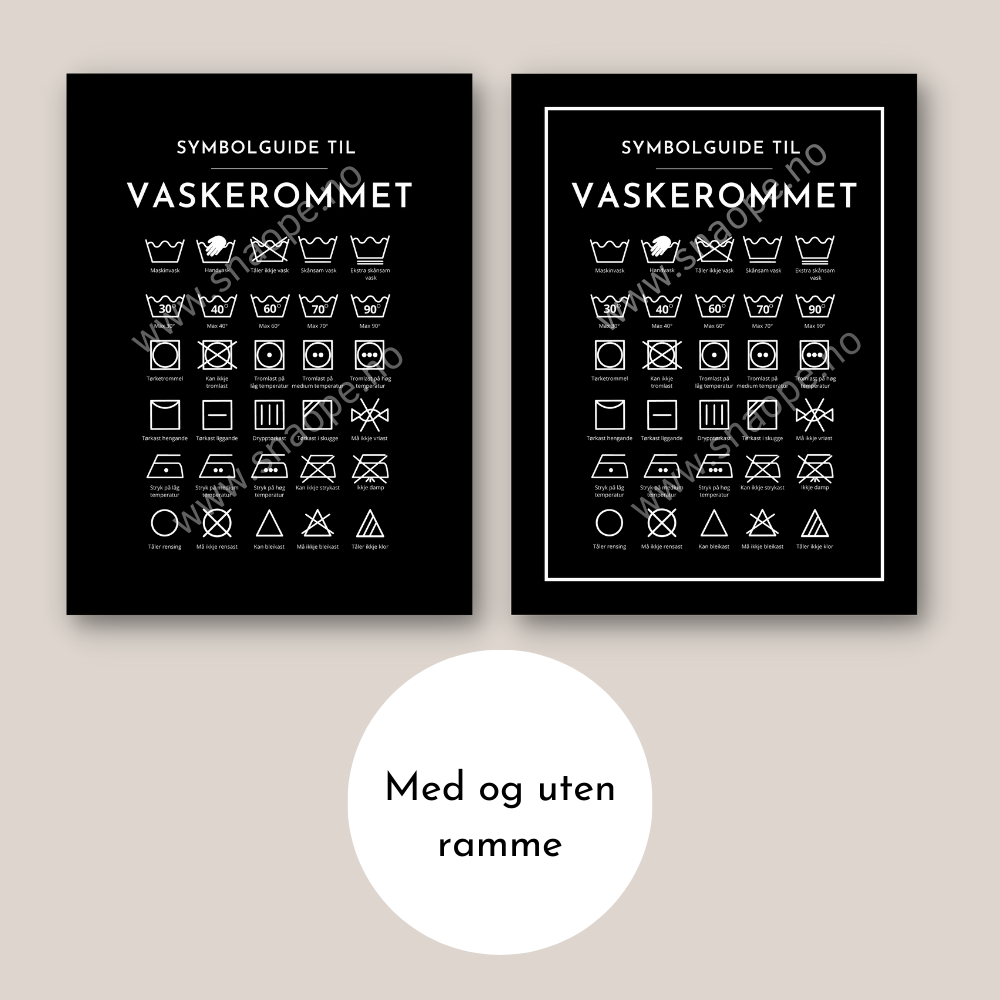 Guide til vaskerommet poster (svart)